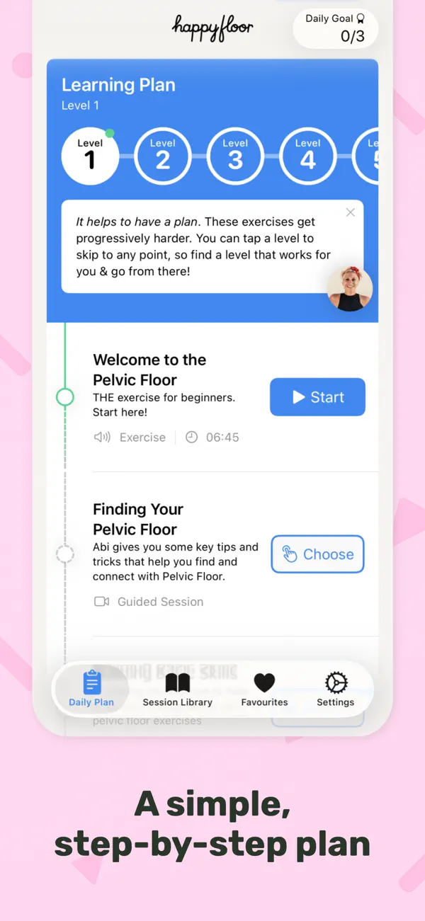 Happy Floor’s step-by-step learning plan with guided audio and video sessions